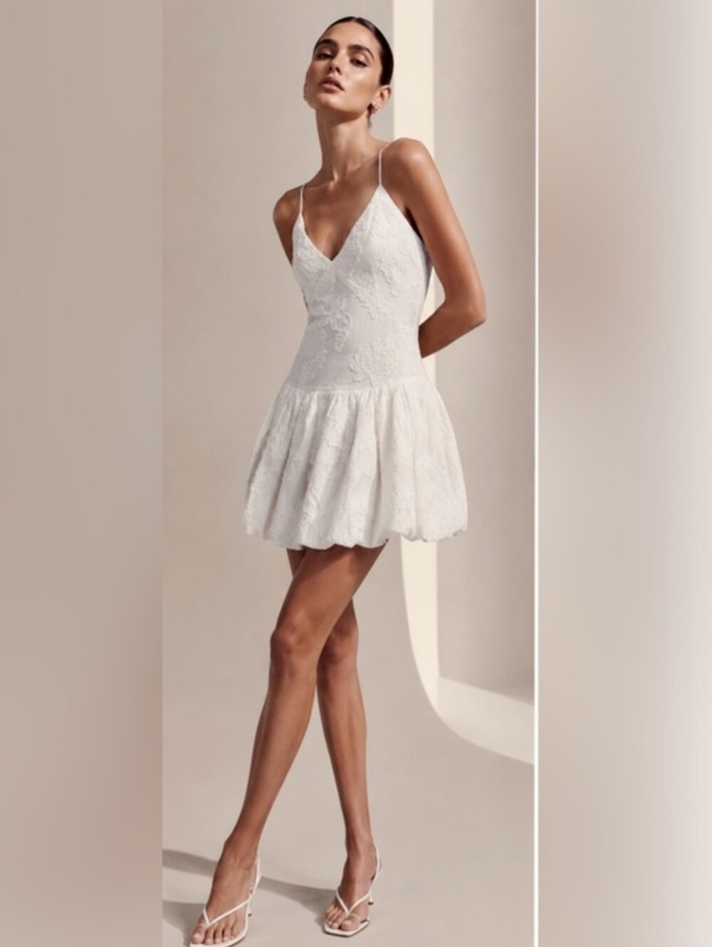 Caroline Constas White Lace Mini Dress